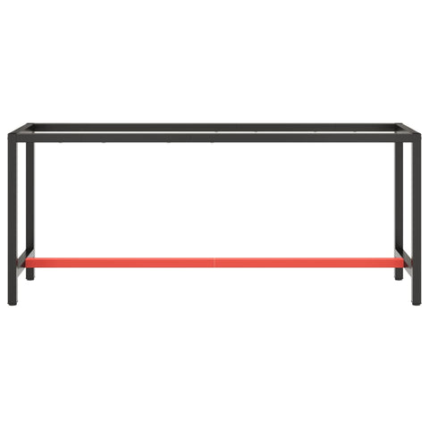 vidaXL Work Bench Frame Matte Black and Matte Red 190x50x79 cm Metal