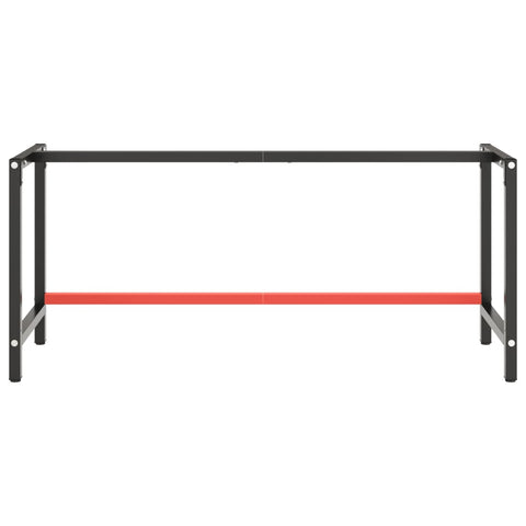 vidaXL Work Bench Frame Matte Black and Matte Red 180x57x79 cm Metal