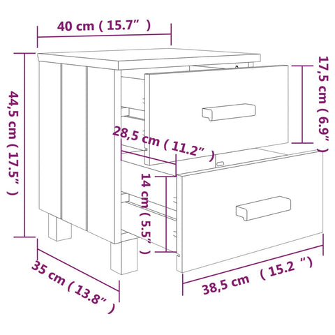 vidaXL Bedside Cabinets HAMAR 2 pcs White 40x35x44.5 cm Solid Wood