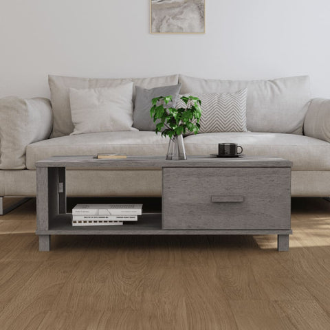 vidaXL Coffee Table HAMAR Light Grey 100x55x35 cm Solid Wood Pine