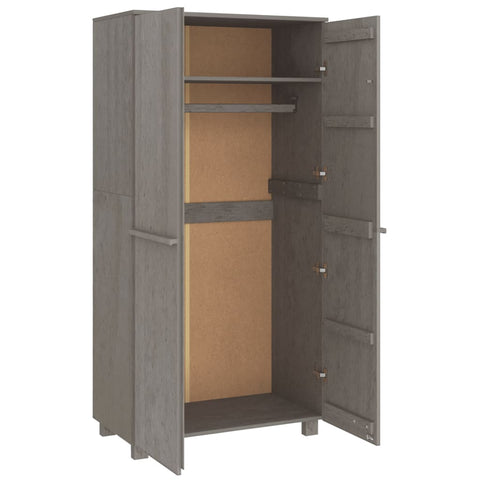 vidaXL Wardrobe HAMAR Light Grey 89x50x180 cm Solid Wood Pine
