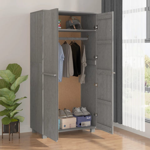 vidaXL Wardrobe HAMAR Light Grey 89x50x180 cm Solid Wood Pine