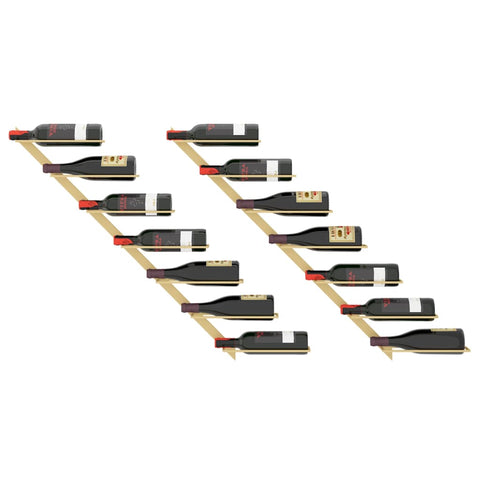 vidaXL Wall-mounted Wine Rack for 7 Bottles 2 pcs Gold Metal