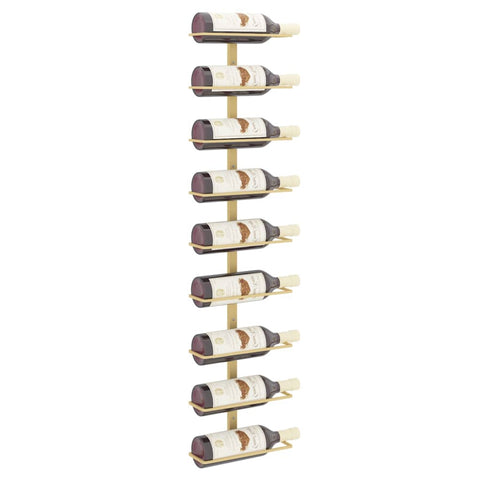 vidaXL Wall-mounted Wine Rack for 9 Bottles Gold Iron