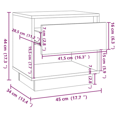 vidaXL Bedside Cabinets 2 pcs White 45x34x44 cm Engineered Wood