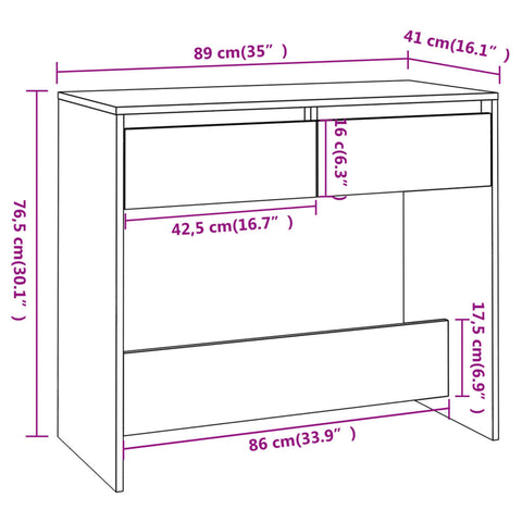 vidaXL Console Table Sonoma Oak 89x41x76.5 cm Steel