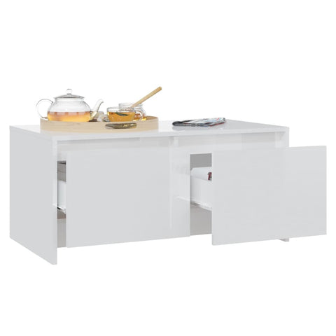vidaXL Coffee Table High Gloss White 90x50x41.5 cm Engineered Wood