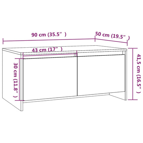 vidaXL Coffee Table High Gloss White 90x50x41.5 cm Engineered Wood