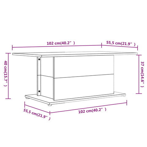 vidaXL Coffee Table Sonoma Oak 102x55.5x40 cm Engineered Wood