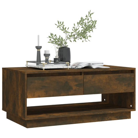 vidaXL Coffee Table Smoked Oak 102.5x55x44 cm Engineered Wood