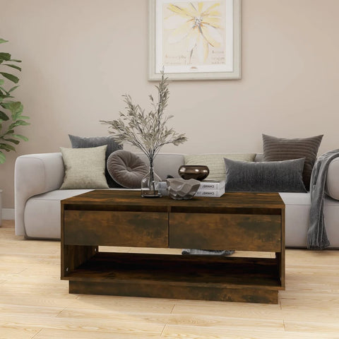 vidaXL Coffee Table Smoked Oak 102.5x55x44 cm Engineered Wood