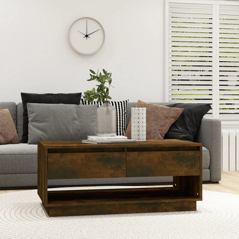 vidaXL Coffee Table Smoked Oak 102.5x55x44 cm Engineered Wood