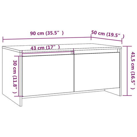 vidaXL Coffee Table Smoked Oak 90x50x41.5 cm Engineered Wood