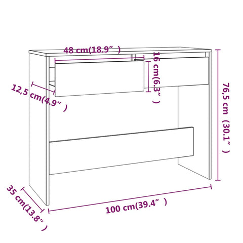 vidaXL Console Table Brown Oak 100x35x76.5 cm Engineered Wood