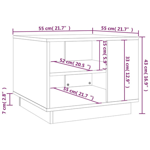 vidaXL Coffee Table Grey Sonoma 55x55x43 cm Engineered Wood