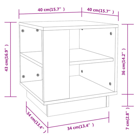 vidaXL Coffee Table Smoked Oak 40x40x43 cm Engineered Wood