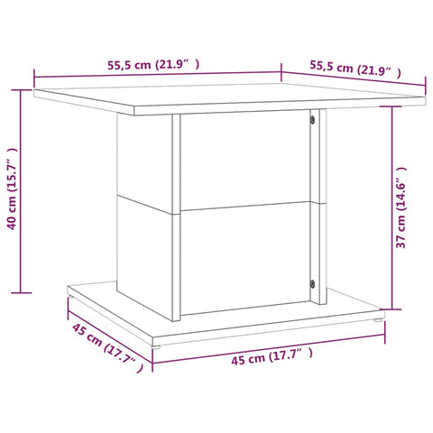 vidaXL Coffee Table Smoked Oak 55.5x55.5x40 cm Engineered Wood