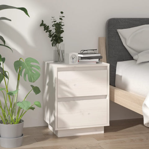 vidaXL Bedside Cabinet White 40x35x50 cm Solid Wood Pine