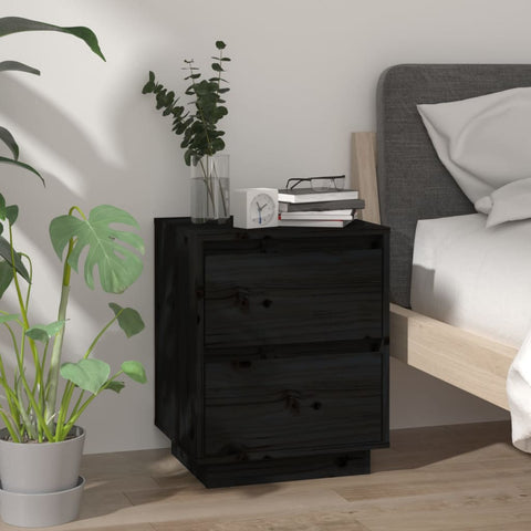 vidaXL Bedside Cabinets 2 pcs Black 40x35x50 cm Solid Wood Pine