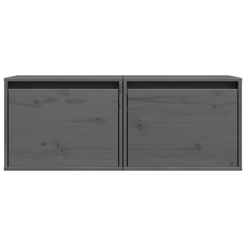 vidaXL Wall Cabinets 2 pcs Grey 45x30x35 cm Solid Pinewood