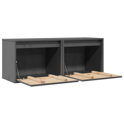 vidaXL Wall Cabinets 2 pcs Grey 45x30x35 cm Solid Pinewood
