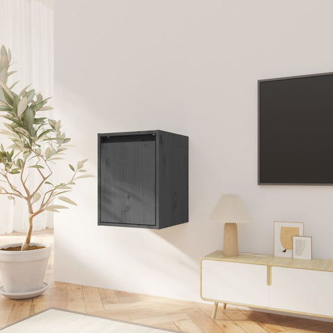 vidaXL Wall Cabinets 2 pcs Grey 30x30x40 cm Solid Wood Pine