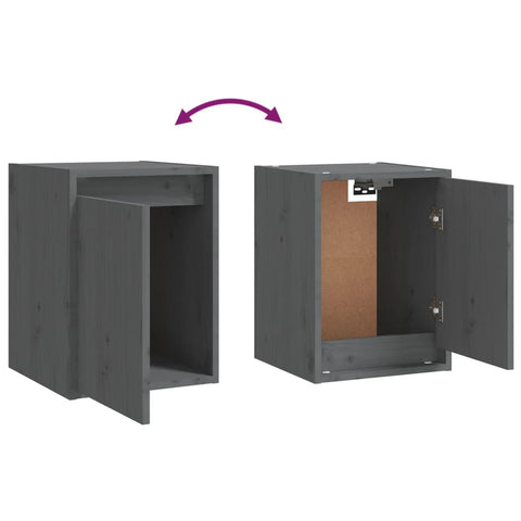 vidaXL Wall Cabinets 2 pcs Grey 30x30x40 cm Solid Wood Pine