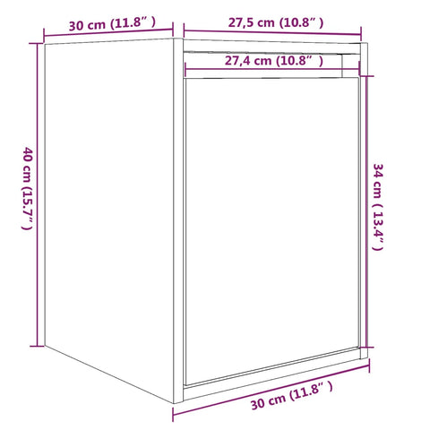 vidaXL Wall Cabinets 2 pcs Grey 30x30x40 cm Solid Wood Pine