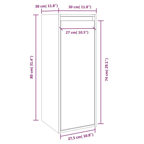 vidaXL Wall Cabinet White 30x30x80 cm Solid Wood Pine