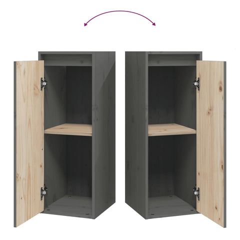 vidaXL Wall Cabinet Grey 30x30x80 cm Solid Wood Pine