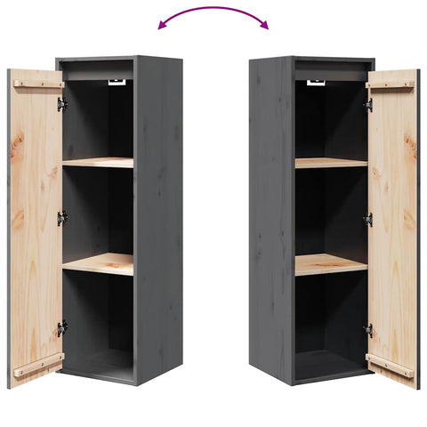 vidaXL Wall Cabinets 2 pcs Grey 30x30x100 cm Solid Pinewood