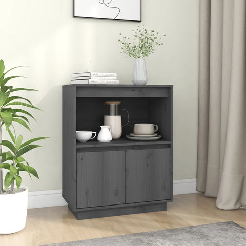vidaXL Sideboard Grey 60x34x75 cm Solid Wood Pine