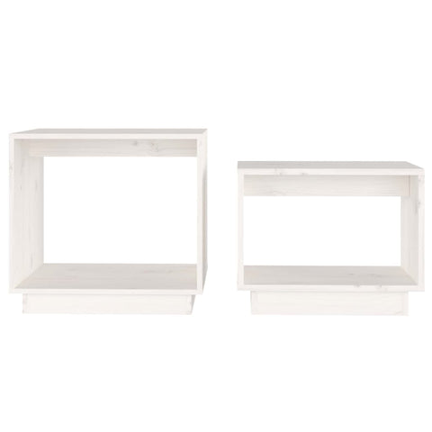 vidaXL Nesting Coffee Tables 2 pcs White Solid Wood Pine