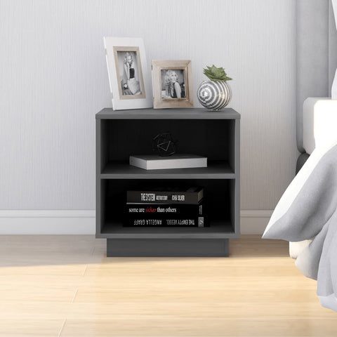 vidaXL Bedside Cabinets 2 pcs Grey 40x34x40 cm Solid Wood Pine