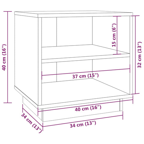 vidaXL Bedside Cabinet Honey Brown 40x34x40 cm Solid Wood Pine