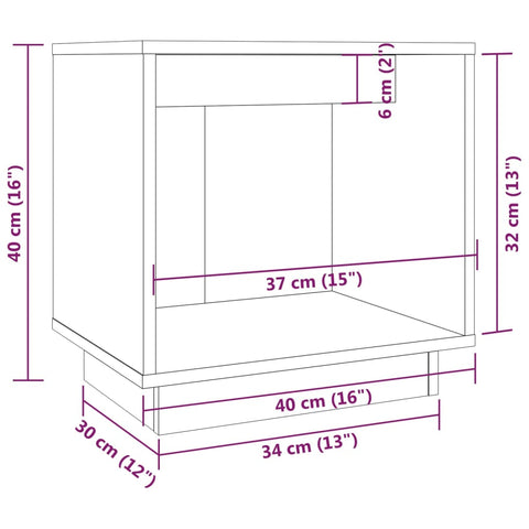 vidaXL Bedside Cabinet Grey 40x30x40 cm Solid Wood Pine