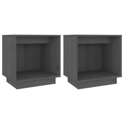vidaXL Bedside Cabinets 2 pcs Grey 40x30x40 cm Solid Wood Pine