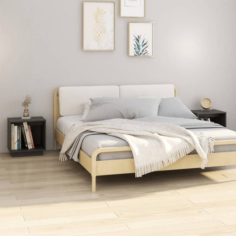 vidaXL Bedside Cabinets 2 pcs Grey 40x30x40 cm Solid Wood Pine