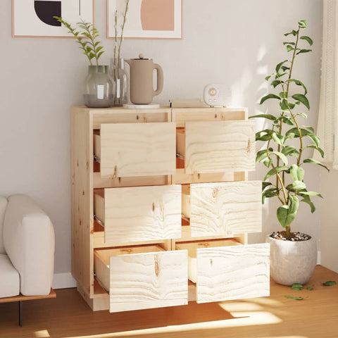 vidaXL Sideboards 2 pcs 32x34x75 cm Solid Wood Pine