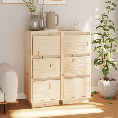 vidaXL Sideboards 2 pcs 32x34x75 cm Solid Wood Pine