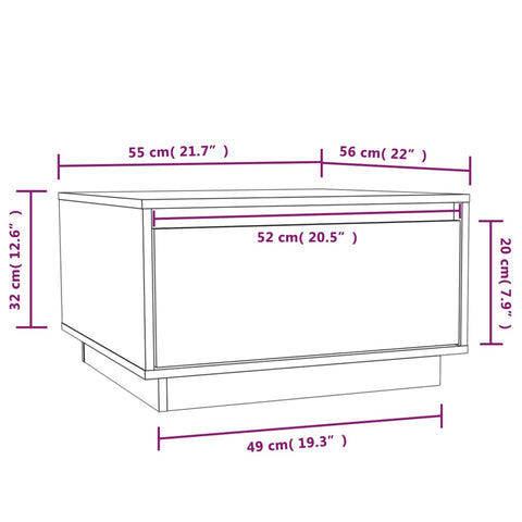 vidaXL Coffee Table White 55x56x32 cm Solid Wood Pine