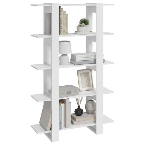 vidaXL Book Cabinet/Room Divider High Gloss White 100x30x160 cm
