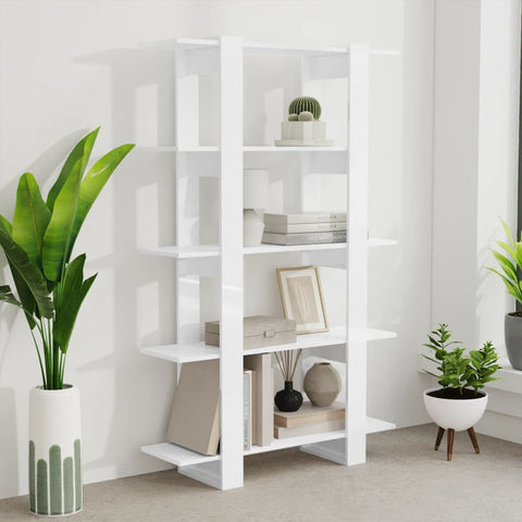 vidaXL Book Cabinet/Room Divider High Gloss White 100x30x160 cm