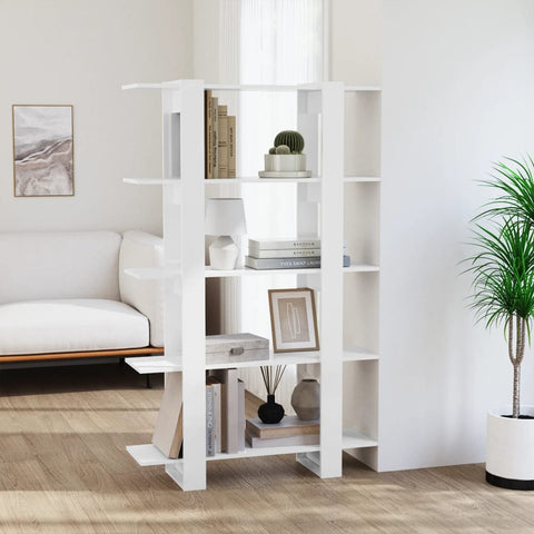vidaXL Book Cabinet/Room Divider High Gloss White 100x30x160 cm