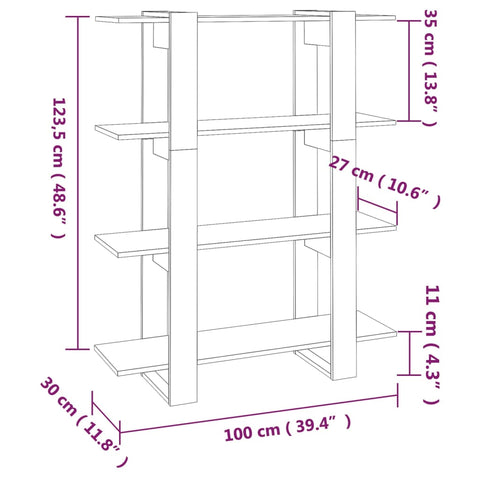vidaXL Book Cabinet/Room Divider Sonoma Oak 100x30x123.5 cm