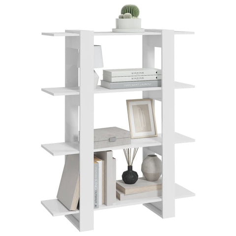 vidaXL Book Cabinet/Room Divider High Gloss White 100x30x123.5 cm