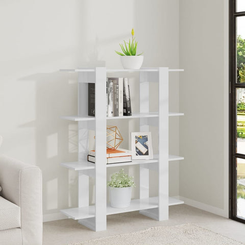 vidaXL Book Cabinet/Room Divider High Gloss White 100x30x123.5 cm