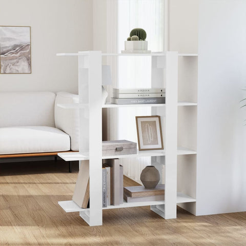 vidaXL Book Cabinet/Room Divider High Gloss White 100x30x123.5 cm