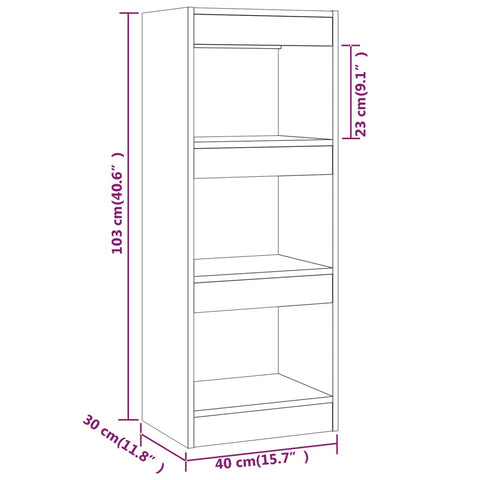 vidaXL Book Cabinet/Room Divider Concrete Grey 40x30x103 cm Engineered Wood
