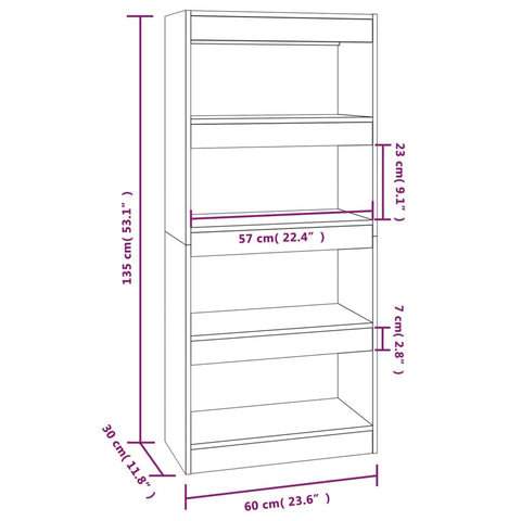 vidaXL Book Cabinet/Room Divider Sonoma Oak 60x30x135 cm Engineered Wood